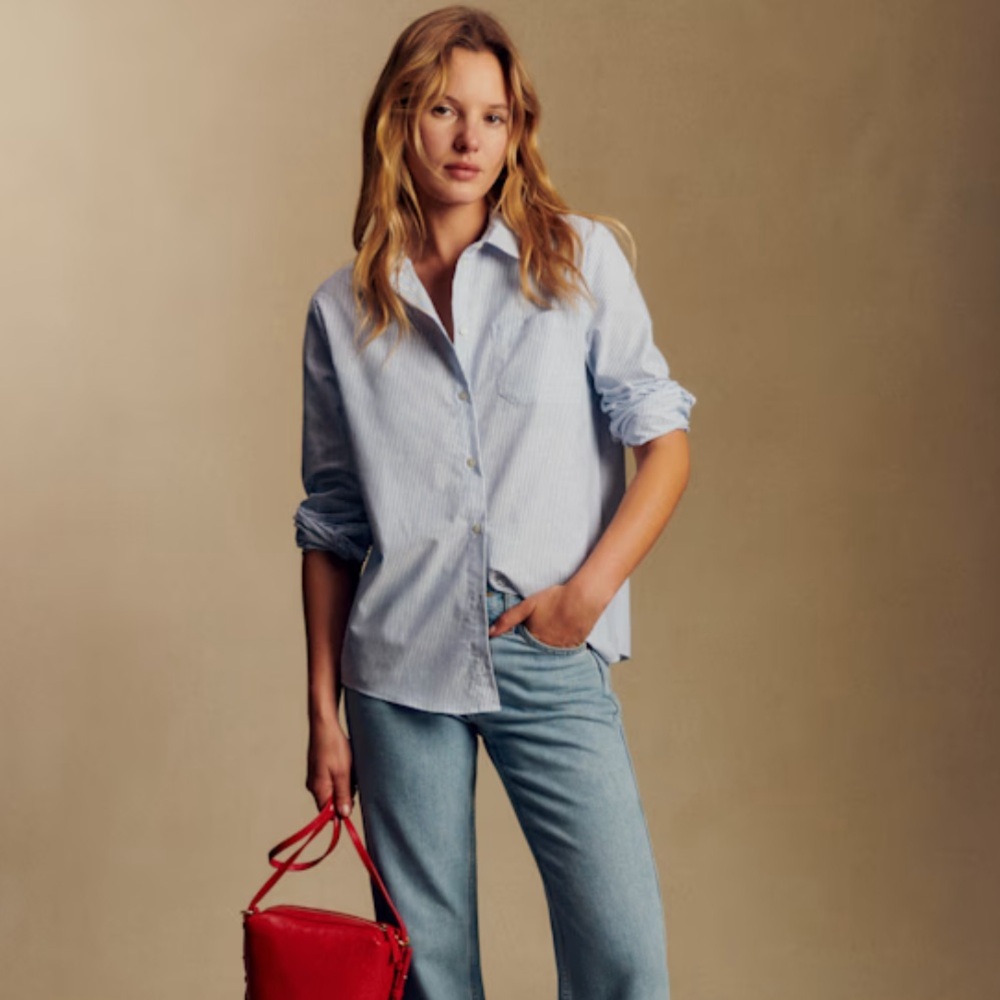 Like new Sezane Tomboy Shirt Sky blue stripes 36